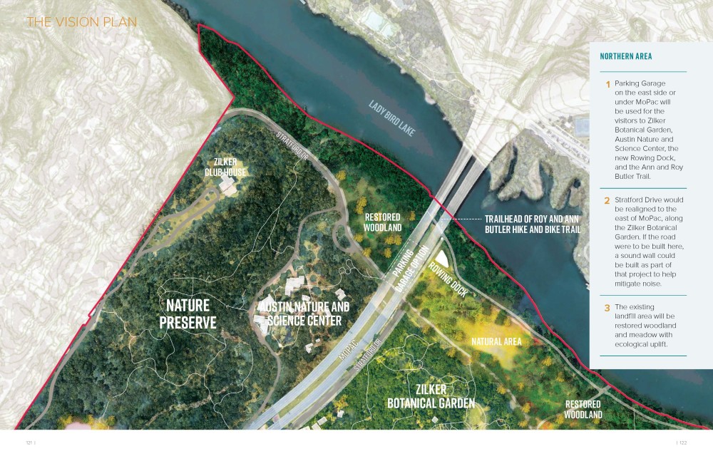 Draft map of Zilker Park Vision Plan - Northern area