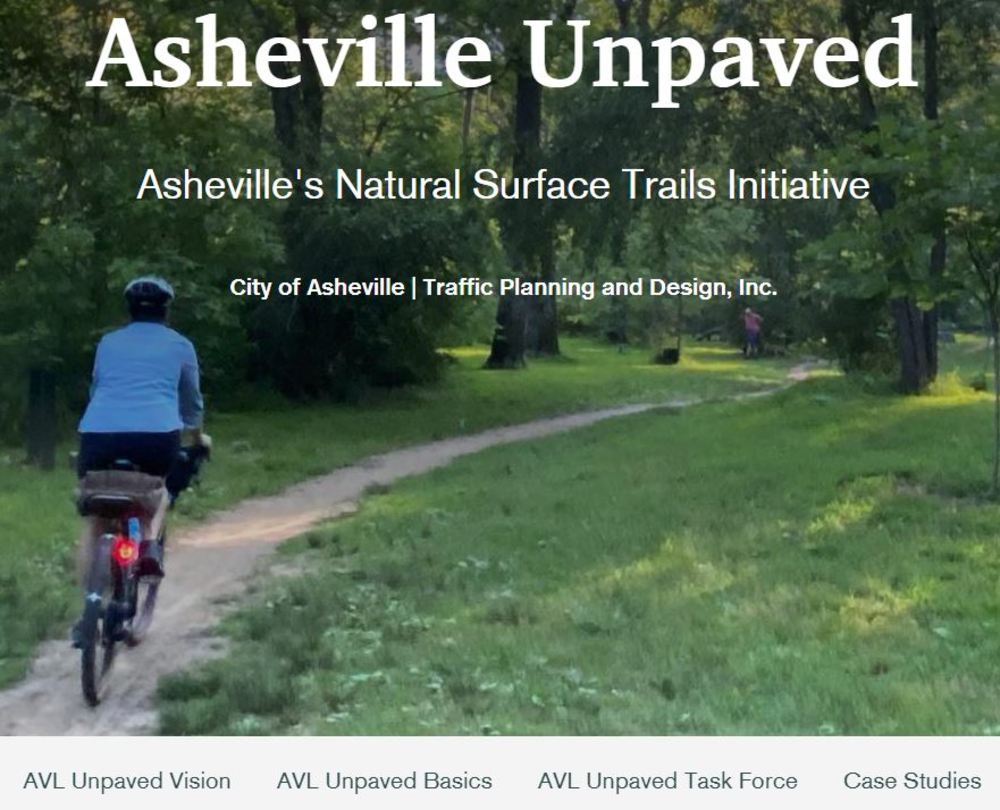 Image of the landing page for the Asheville Unpaved StoryMap