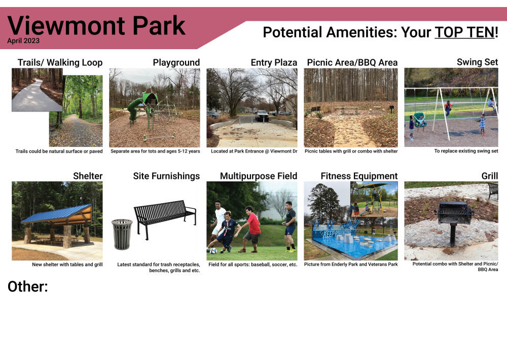 Viewmont Park - Your Votes for Amenities