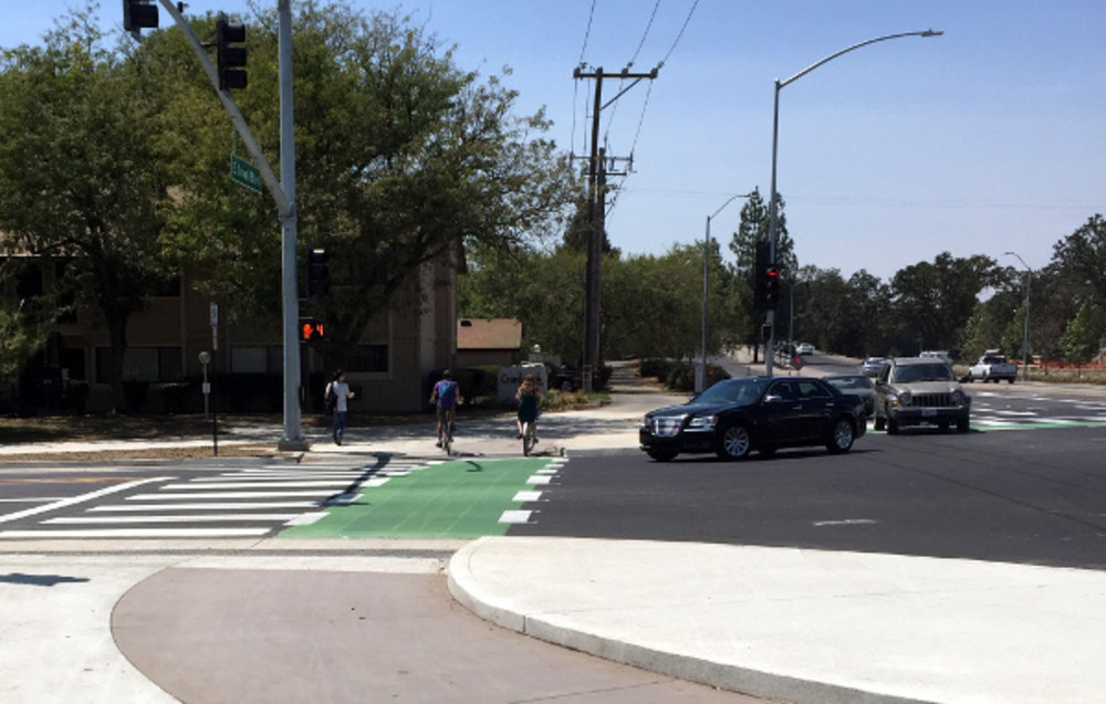 Crosswalk with separate bicycle lane