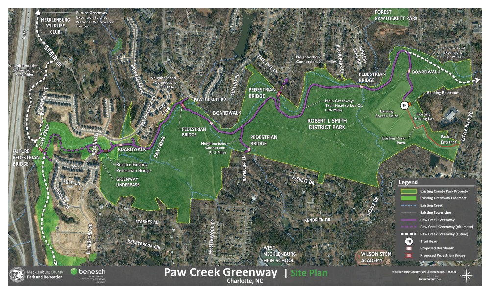 Map of proposed Paw Creek Greenway